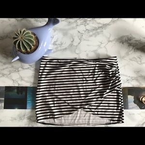 Black and white striped AMUSE mini skirt